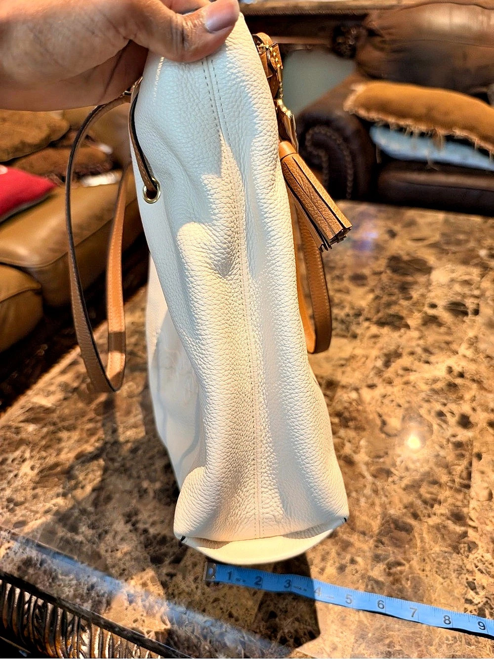 Coach Tote 27 With Horse And Carriage Tote in White & Brown - Picture 4 of 8